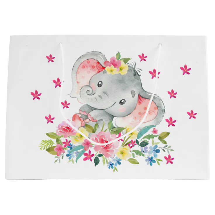 Cheerful Elephant Baby Shower Gift Bag | Zazzle