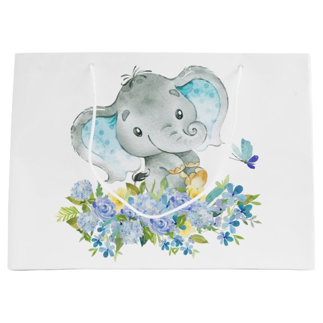 Cheerful Elephant Baby Shower Gift Bag (Front)