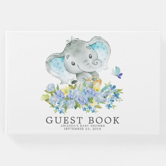 Cheerful Elephant Baby Shower Guest Book Zazzle Com