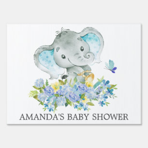 Cheerful Elephant Baby Shower Yard Sign