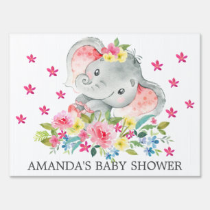 Cheerful Elephant Baby Shower Yard Sign