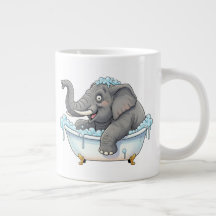 Cheerful Elephant Taking a Bubble Bath