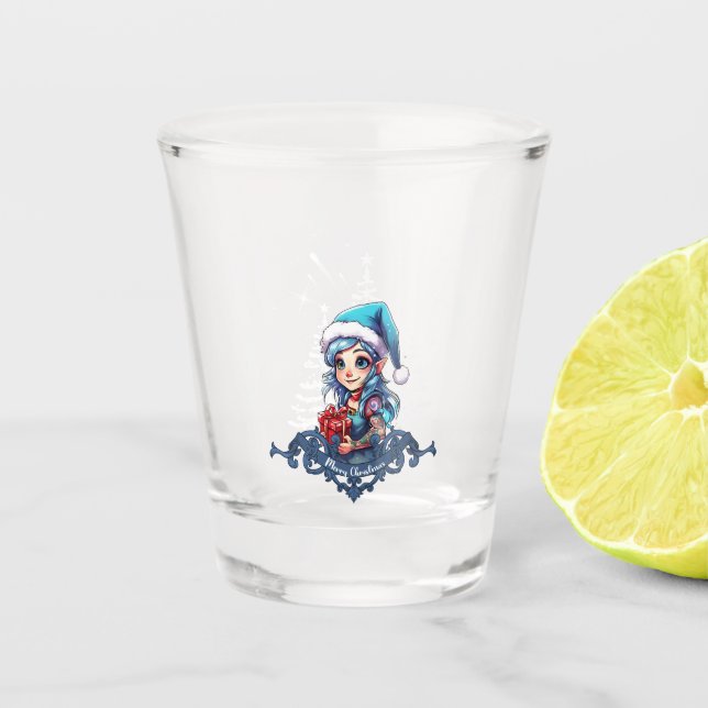 Cheerful elf   shot glass (Front)