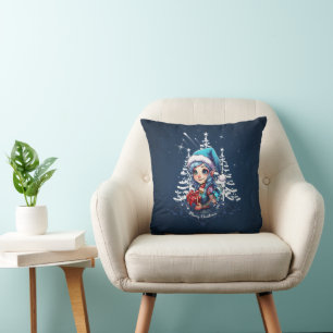 Cheerful elf throw pillow