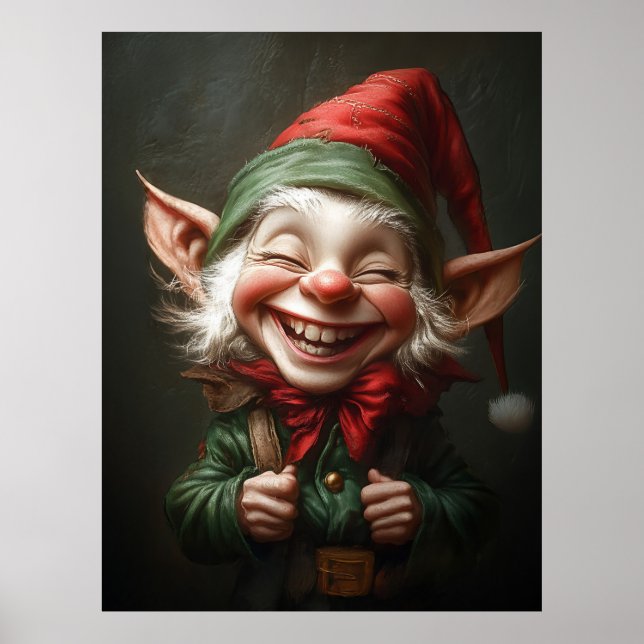 Cheerful Elf with a Big Laugh Poster (Front)