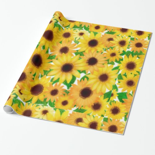 Cheerful European Sunflowers Wrapping Paper