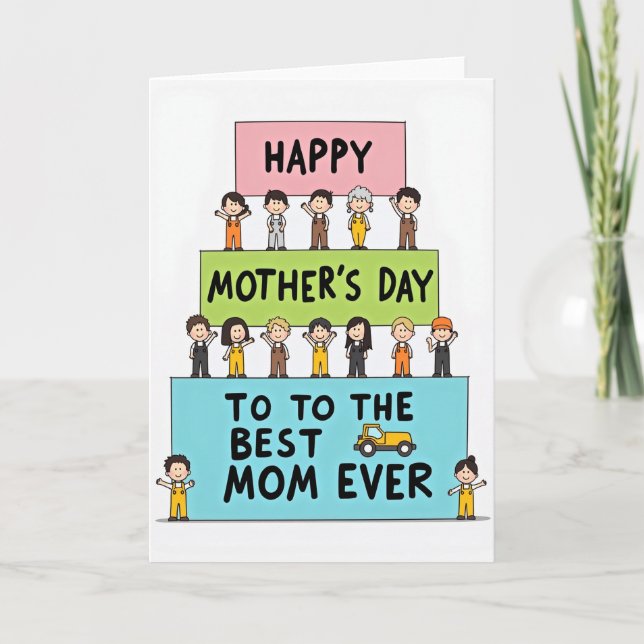 Cheerful Family Mothers Day Card (Front)