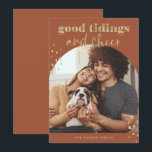 Cheerful Faux Gold | One Photo Arch Christmas Holiday Card<br><div class="desc">This fun and festive Christmas card features your favorite family photo in a trendy arch shape,  with a rust terracotta background and lots of faux gold text and accents for a modern Christmas look.</div>