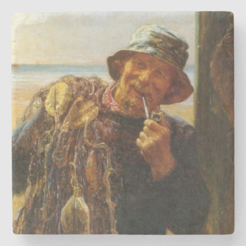 Cheerful Fisherman by Frederick Morgan Stone Coaster