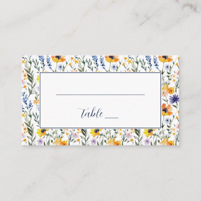 Cheerful Floral Botanical Border Place Card (Front)