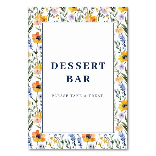 Cheerful Floral Dessert Bar Sign Table Number (Front)