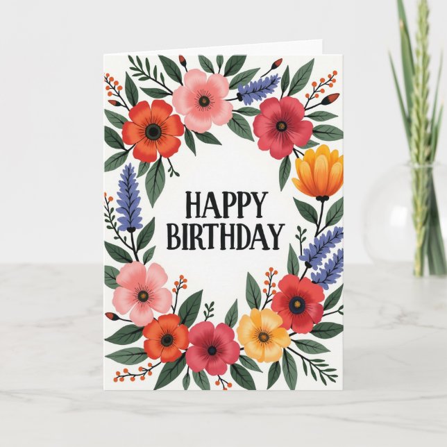 Cheerful Floral Frame Card (Front)