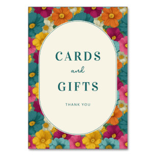 Cheerful Floral Gratitude Border Table Number