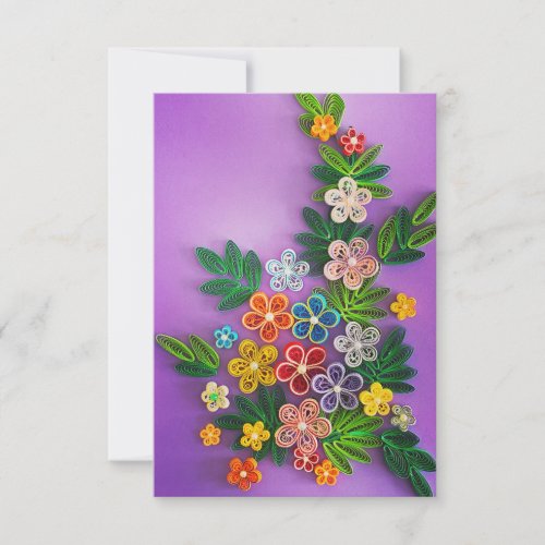 Cheerful floral greeting card in pink hues