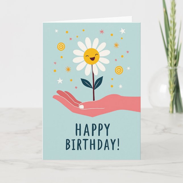 Cheerful Floral Hand Card (Front)