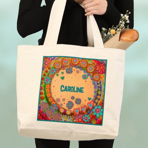 Cheerful Floral Heart Custom Inspirivity Tote Bag
