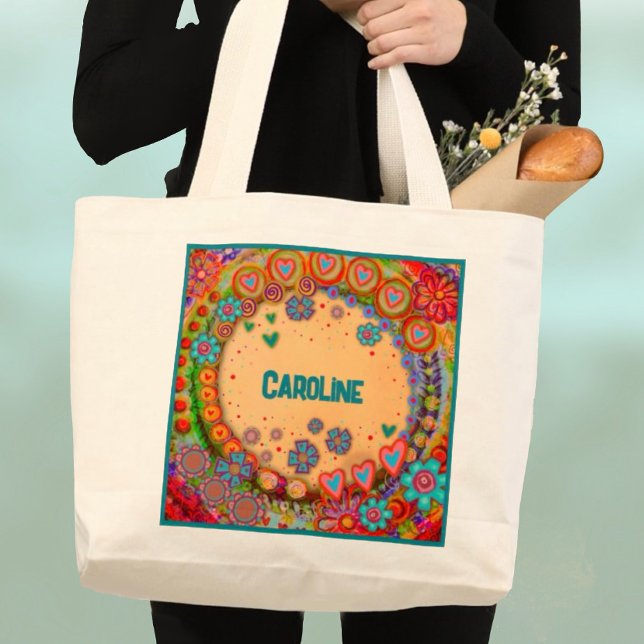 Cheerful Floral Heart Custom Inspirivity Tote Bag (Creator Uploaded)
