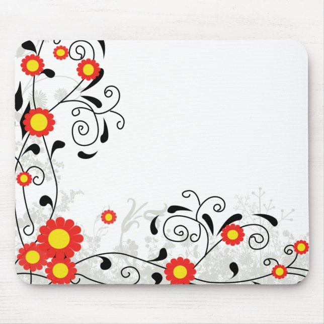 Cheerful Floral Illlustration Mouse Pad (Front)