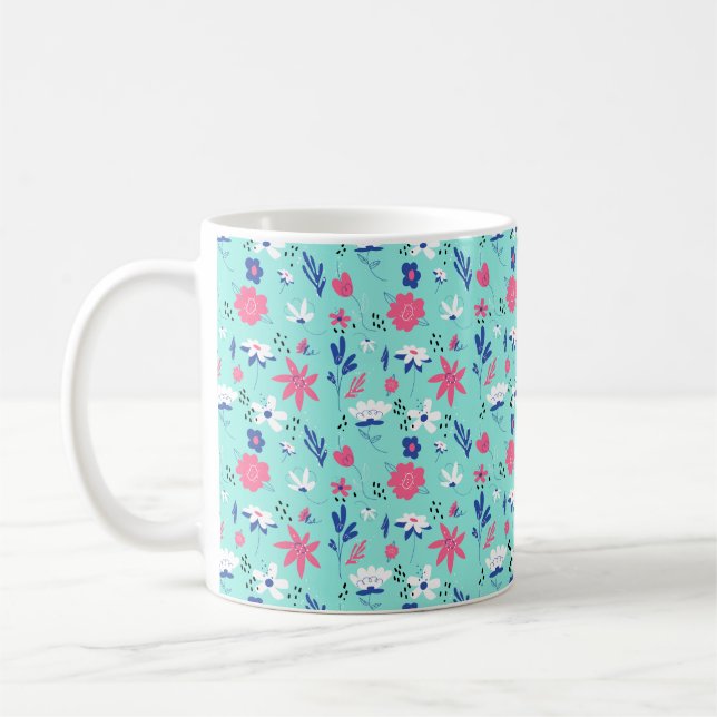 Cheerful floral pattern  coffee mug (Left)