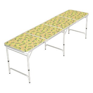 Cheerful Floral Pattern: Pink Flowers Beer Pong Table
