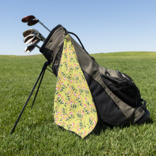 Cheerful Floral Pattern: Pink Flowers Golf Towel