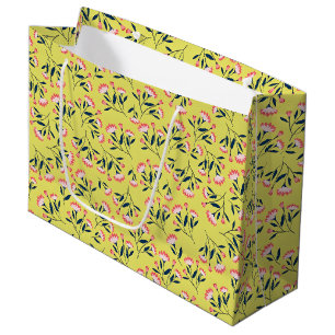 Cheerful Floral Pattern: Pink Flowers Large Gift Bag