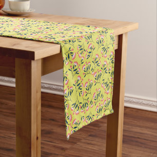 Cheerful Floral Pattern: Pink Flowers Short Table Runner