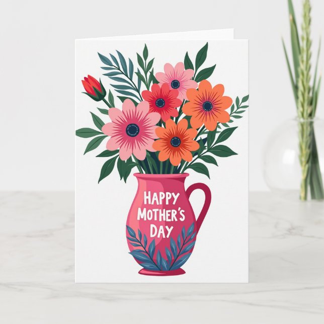 Cheerful Floral Pitcher Card (Front)
