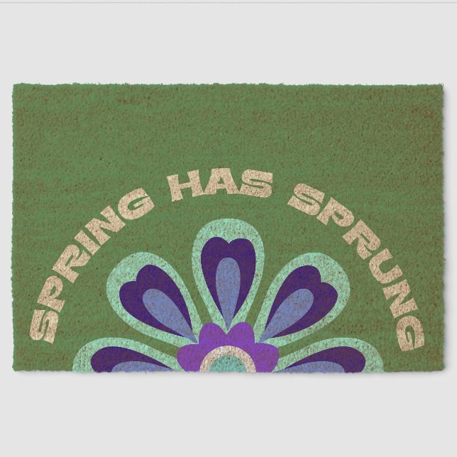 Cheerful Floral Spring Welcome Coir Mat (Front)