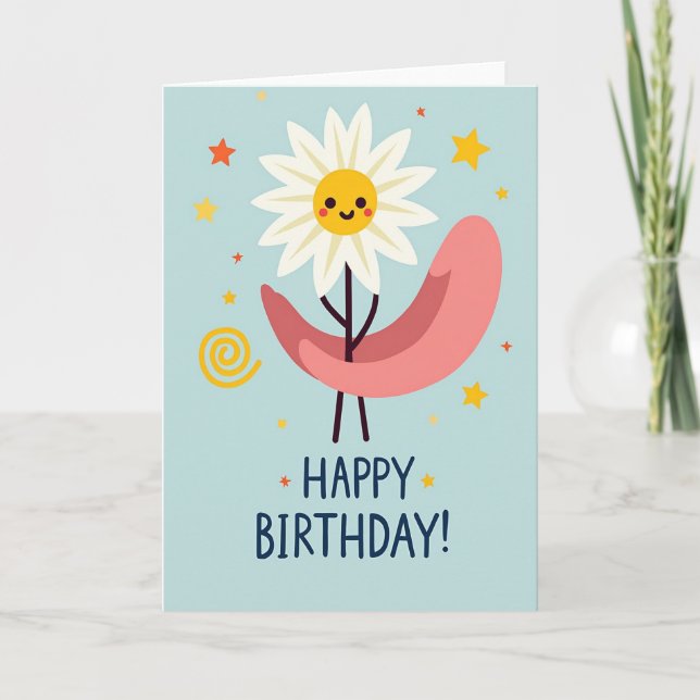 Cheerful Flower Birthday Card (Front)