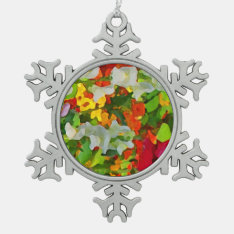 Cheerful Flower Garden Colors Snowflake Pewter Christmas Ornament at Zazzle