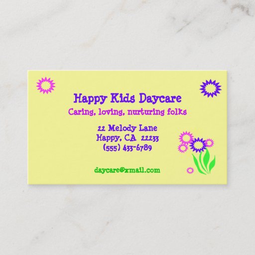 Customizable Cheerful Flowers Daycare Card Business Card