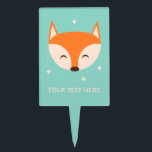 Cheerful Fox Cake Topper<br><div class="desc">Cute cake pick featuring a cheerful fox and stars. Customize with your own text. © Mood 4 Cute</div>