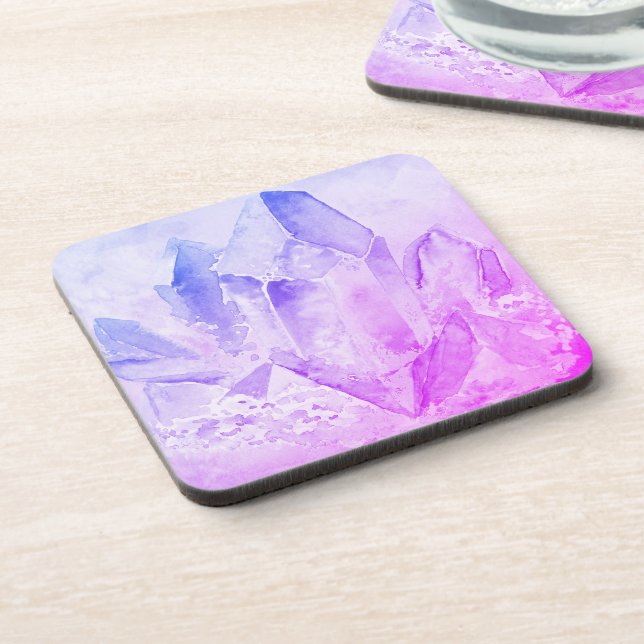 *~* Cheerful Fun Amethyst Chakra Crystal Drink Coaster (Left Side)