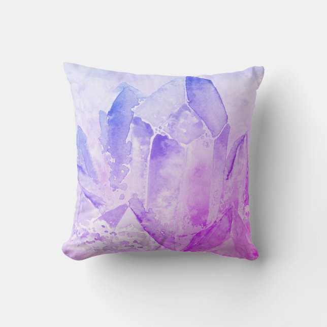*~* Cheerful Fun Faux Amethyst Crystal Throw Pillow (Front)
