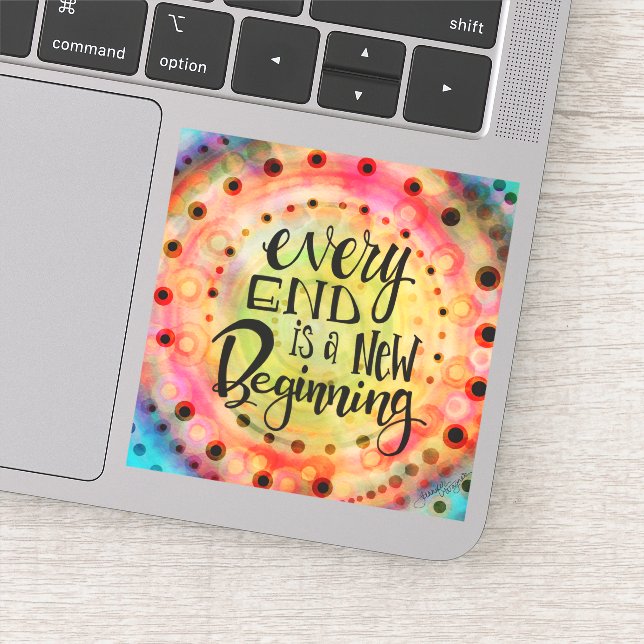 Cheerful Fun New Beginning Inspirational Sticker (Detail)