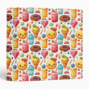 Cheerful funny cute sweets  3 Ring Binder