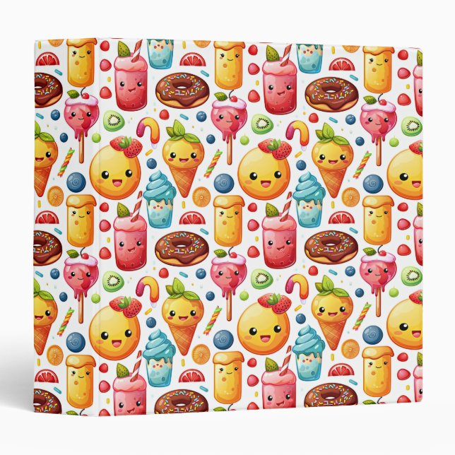  Cheerful funny cute sweets  3 Ring Binder (Front/Spine)