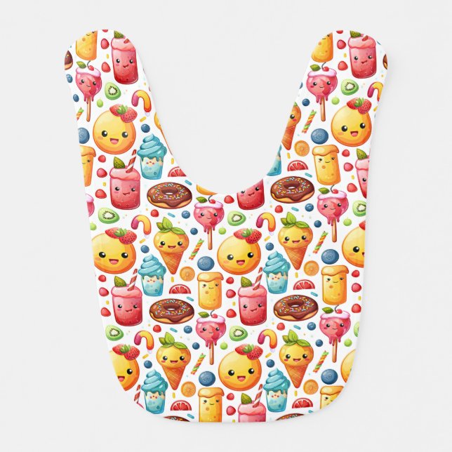  Cheerful funny cute sweets  Baby Bib (Front)