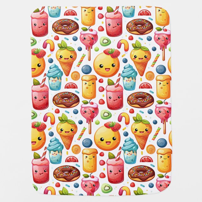  Cheerful funny cute sweets  Baby Blanket (Front)