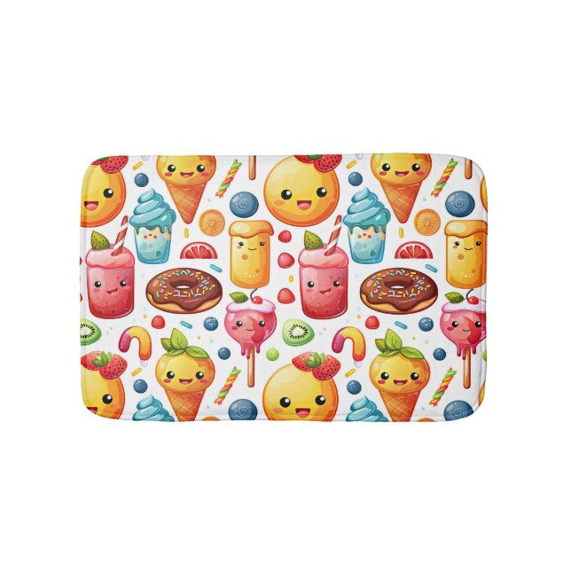  Cheerful funny cute sweets  Bath Mat (Front)