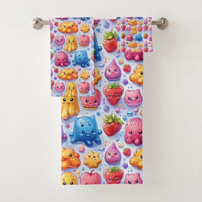  Cheerful funny cute sweets  Bath Towel Set (Insitu)