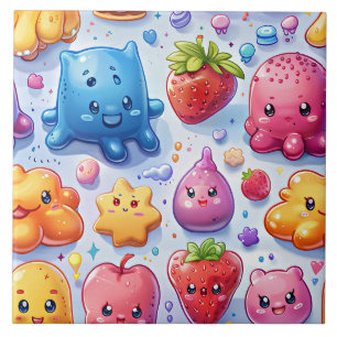 Cheerful funny cute sweets Ceramic Tile