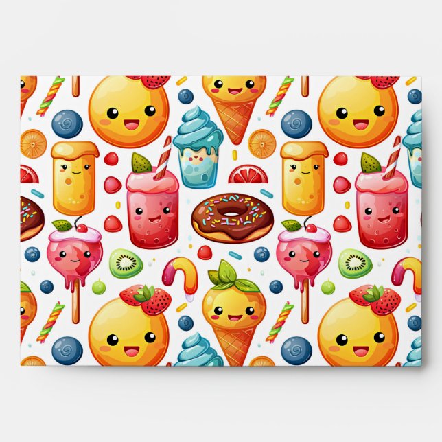  Cheerful funny cute sweets  Envelope (Front)