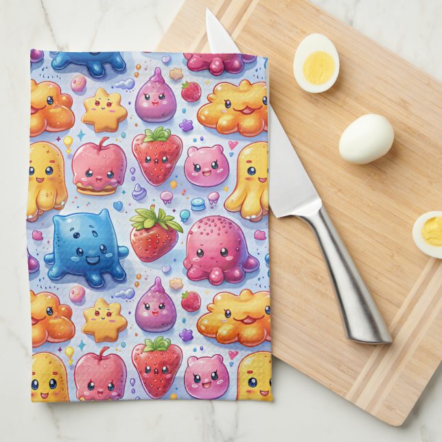  Cheerful funny cute sweets  Kitchen Towel (Quarter Fold)