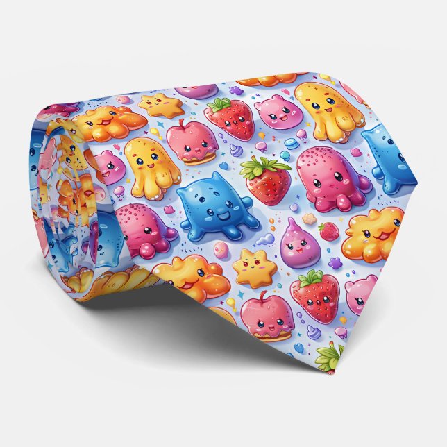  Cheerful funny cute sweets  Neck Tie (Rolled)