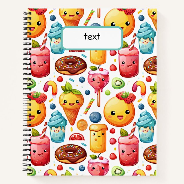  Cheerful funny cute sweets  Notebook (Front)