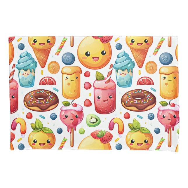  Cheerful funny cute sweets  Pillow Case (Front)