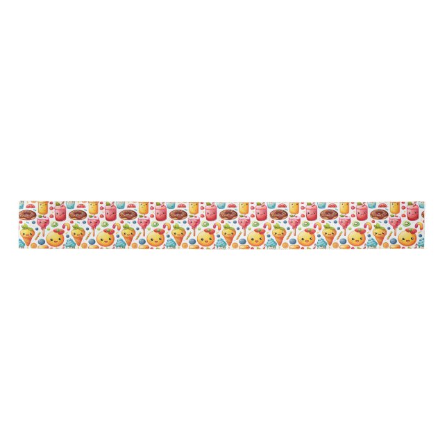 Cheerful funny cute sweets  Satin Ribbon (Front)