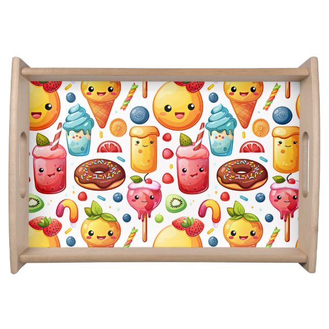  Cheerful funny cute sweets  Serving Tray (Front)